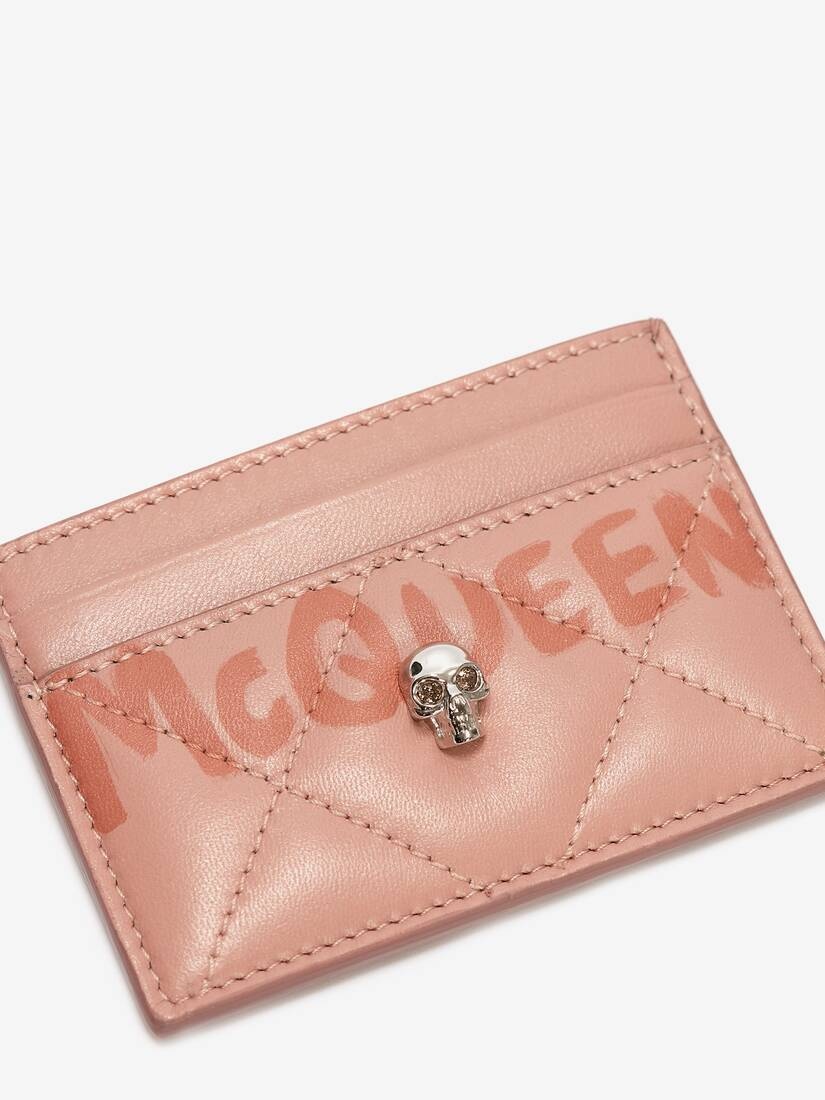 Mcqueen Graffiti Card Holder in Rose Pink - 4