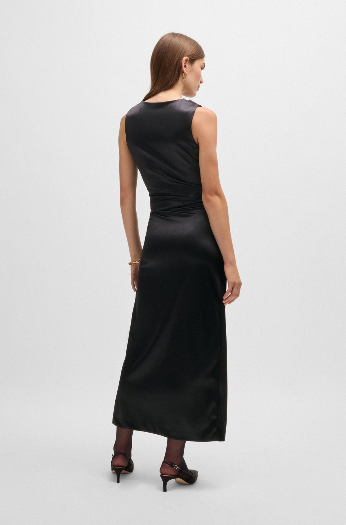 LONG-LENGTH HIGH-SHINE DRESS WITH WRAP EFFECT - 4
