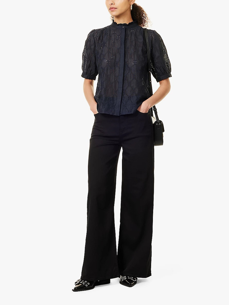 rag & bone Flexi Sofie brand-embroidery wide-leg high-rise stretch-woven-blend jeans outlook