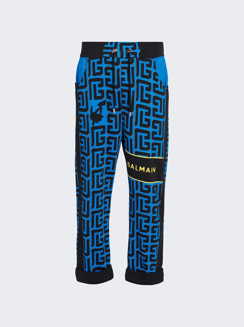 Monogram Printed Sweatpants Black And Blue - 1