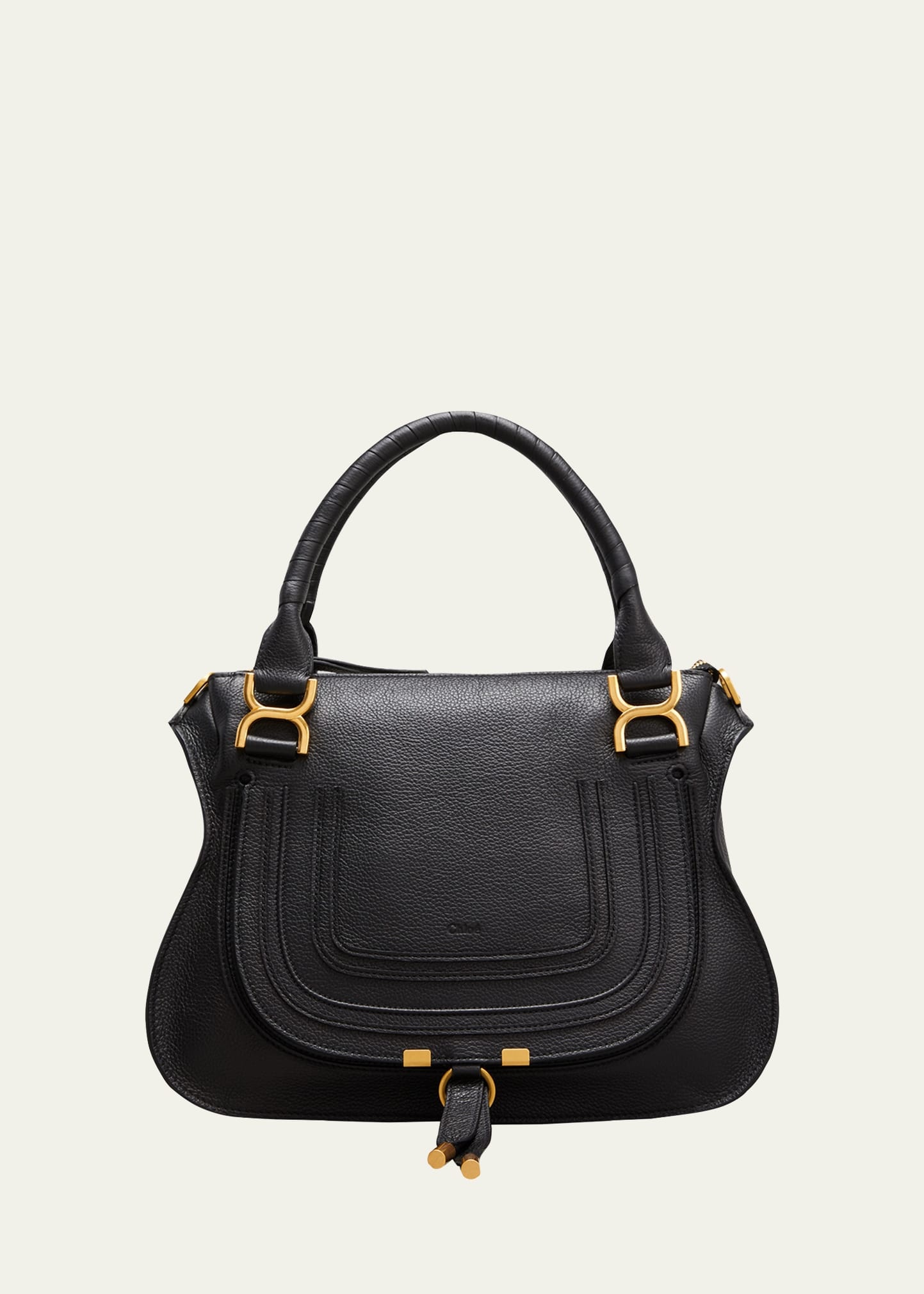 Marcie Medium Double Carry Satchel Bag in Grained Leather - 1