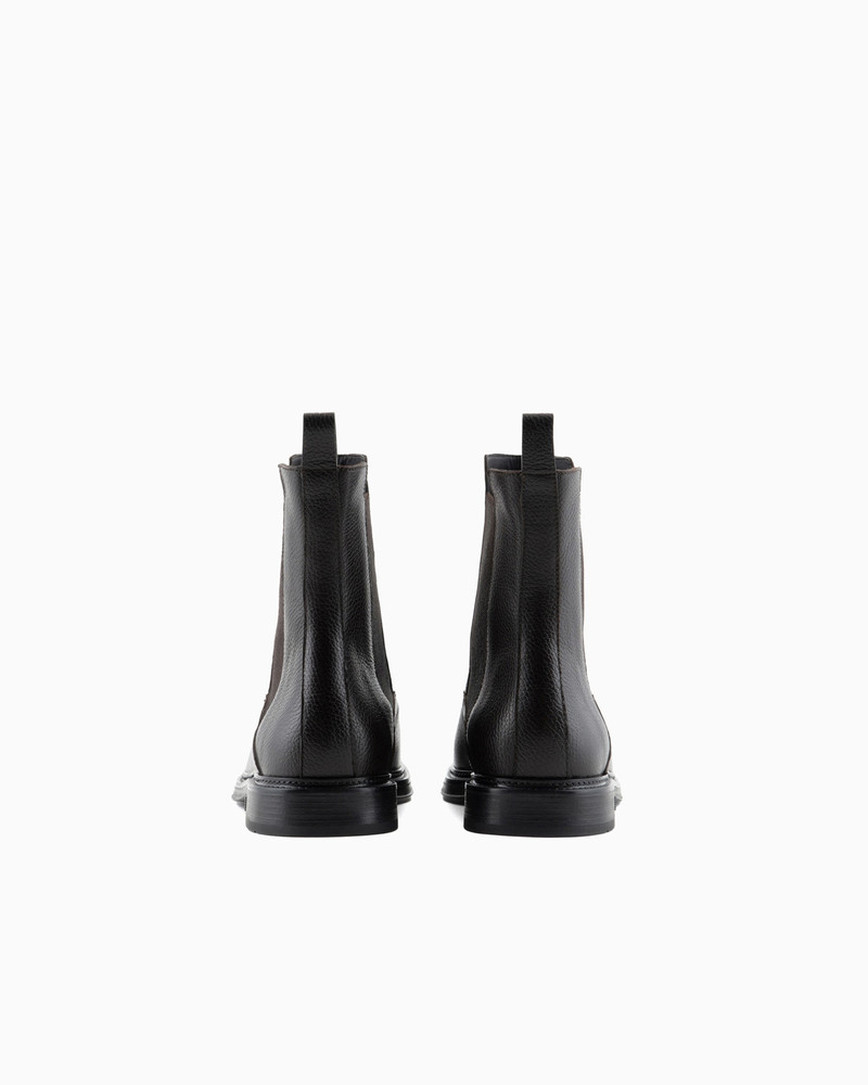 EMPORIO ARMANI Grained leather Chelsea boots outlook