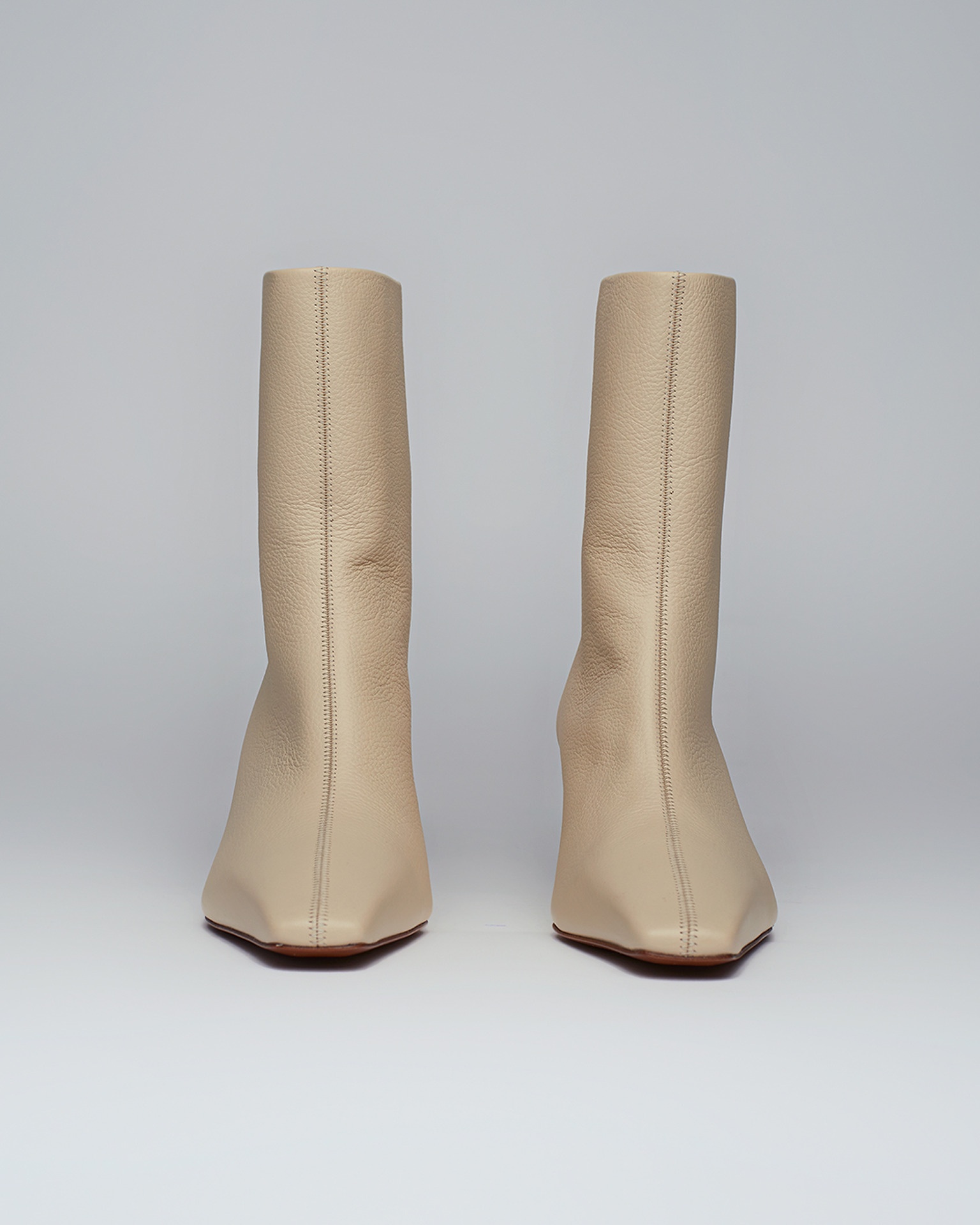 TALLI - Sculpted-heel leather boots - Creme - 2