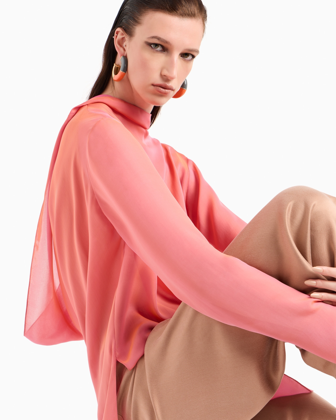 WASHED VISCOSE AND SILK FLARED TROUSERS - 6