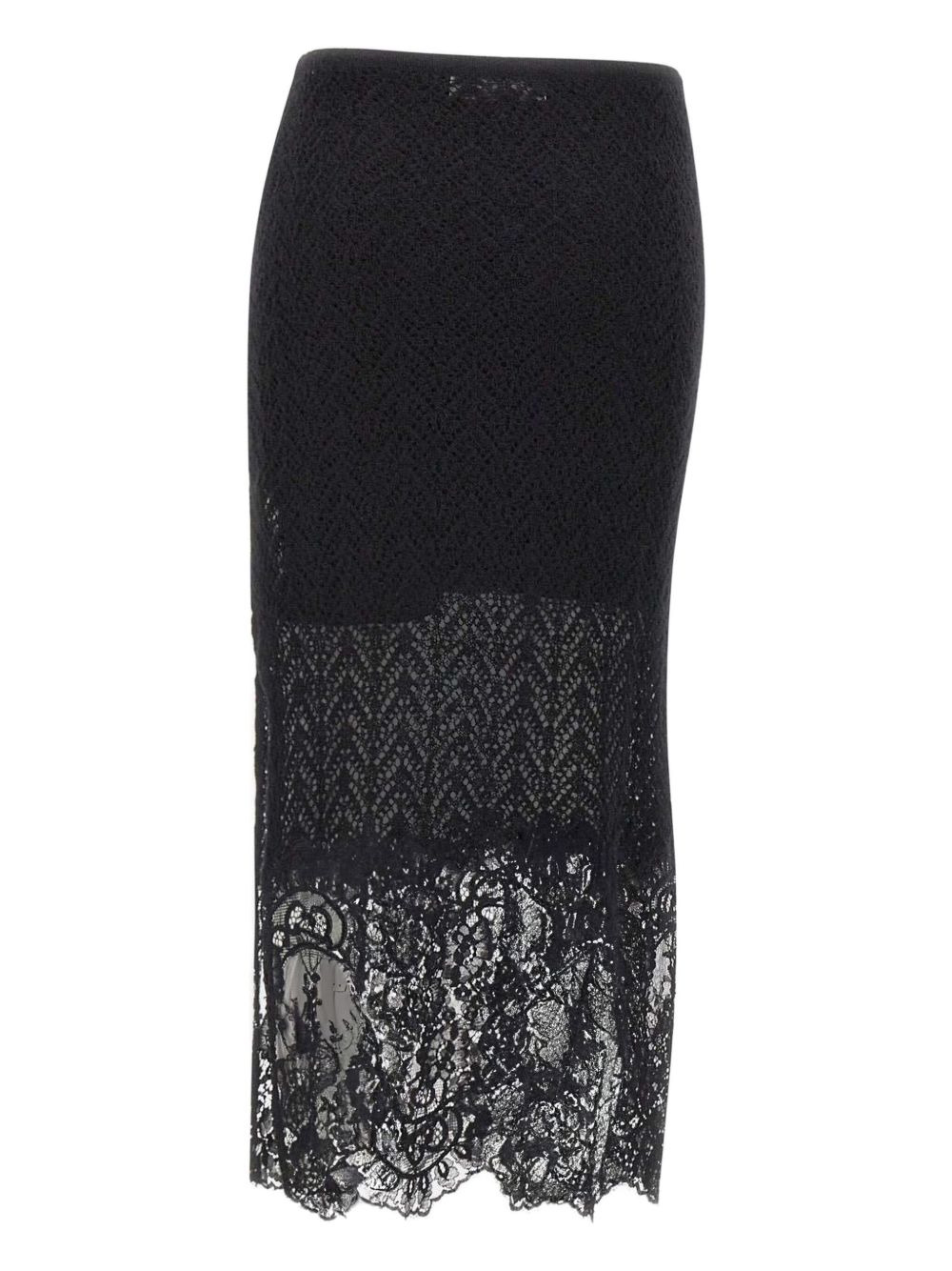 textured lace-detailed midi skirt - 3
