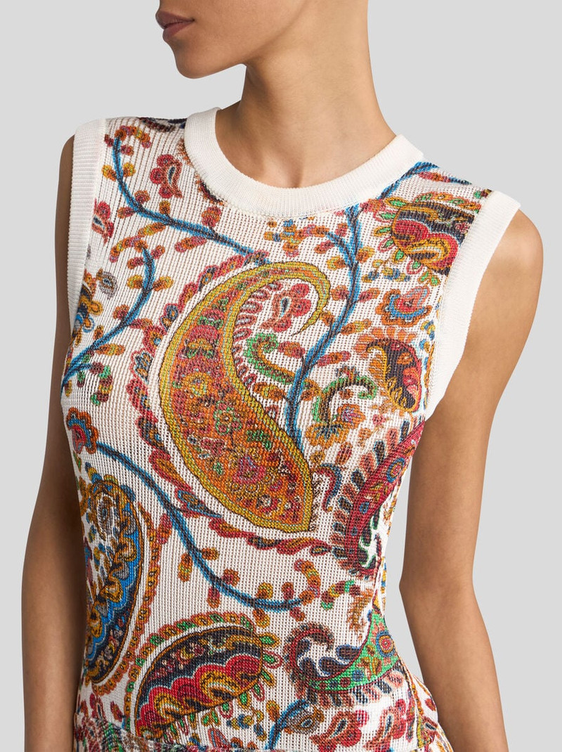 KNIT LONG DRESS WITH FRINGING AND FLORAL PAISLEY MOTIF 2
