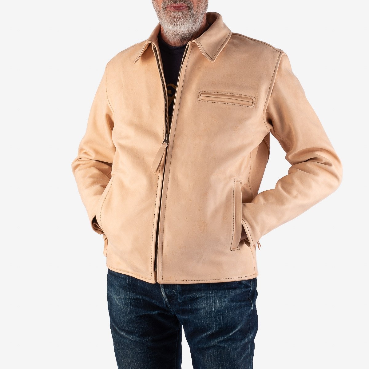 IHSB-BB-NAT Iron Heart x Simmons Bilt Natural Horsehide Jacket - The Bareback - 2
