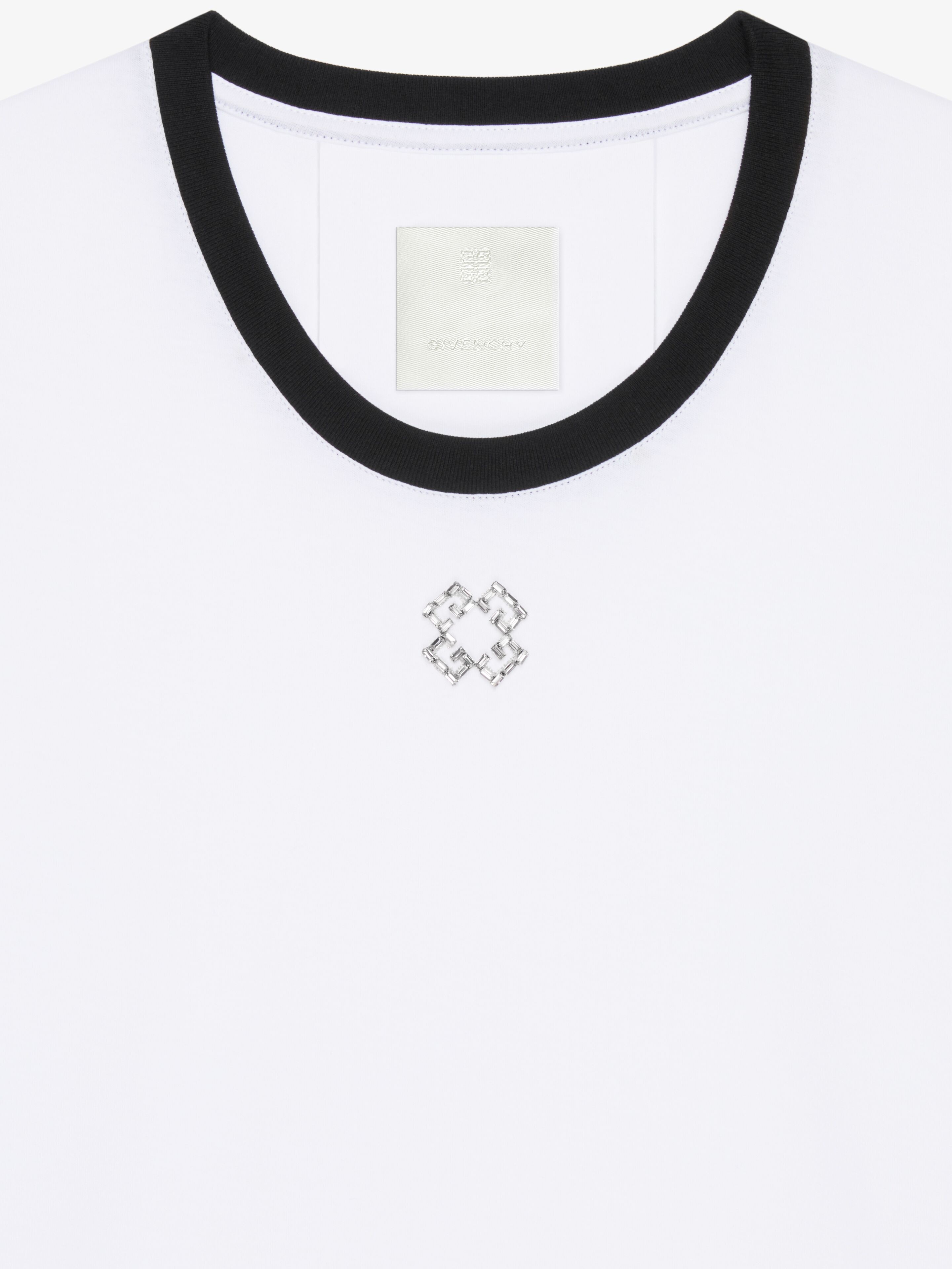 SLIM FIT T-SHIRT IN COTTON AND CRYSTALS WITH 4G DETAIL - 2