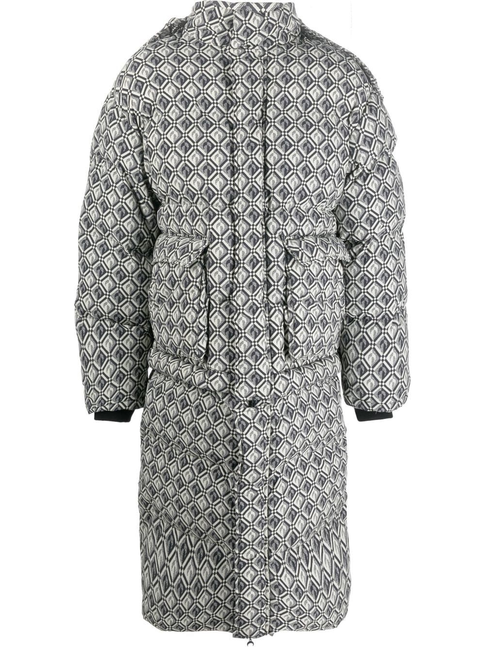 Moon Diamond-pattern oversized puffer coat - 1