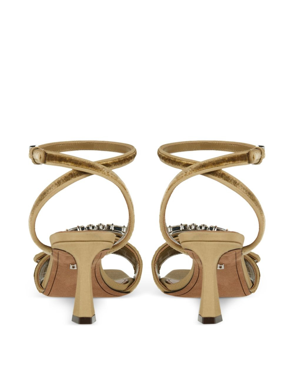 70mm crystal-embellished velvet sandals - 3