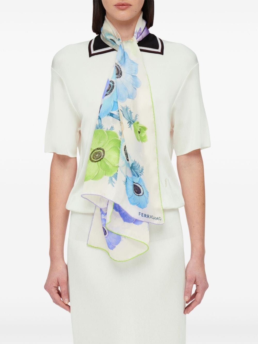 floral-print silk scarf - 4