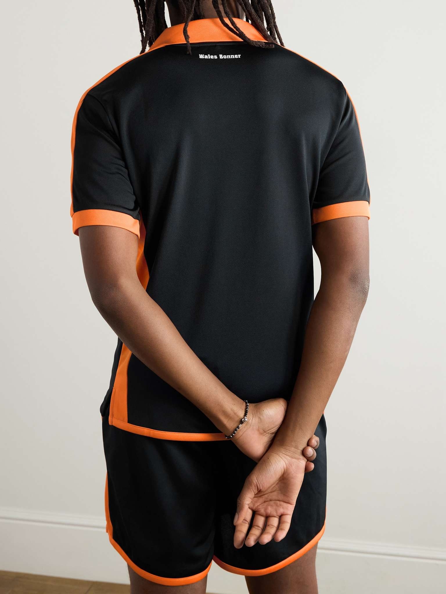 Slim-Fit Logo-Appliquéd Two-Tone Tech-Jersey Polo Shirt - 4