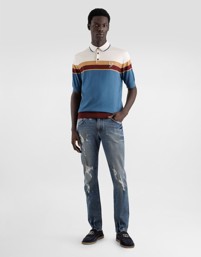 Dolce & Gabbana Silk polo-shirt with logo embroidery outlook