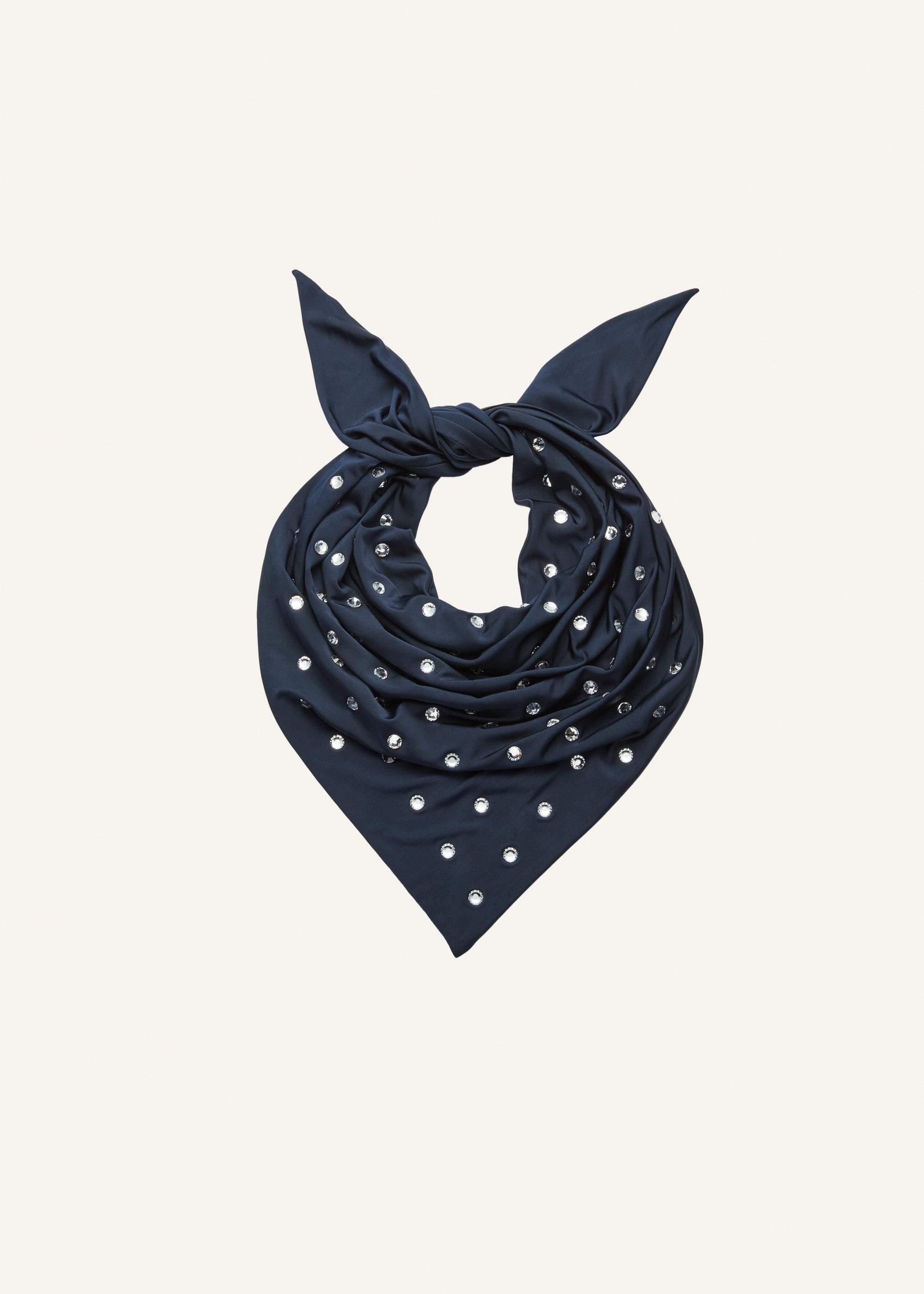 Crystal-studded triangle bandana in navy - 1