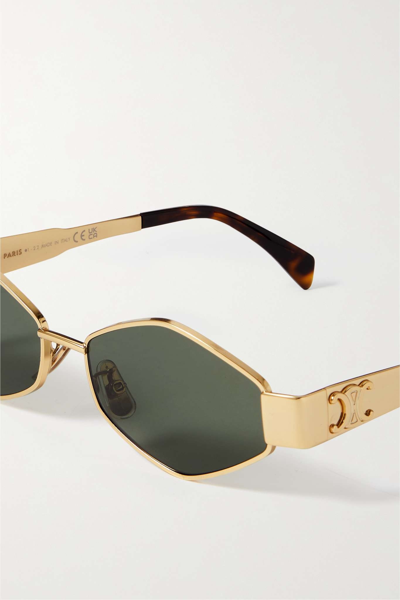 Triomphe hexagon-frame gold-tone and tortoiseshell acetate sunglasses - 4