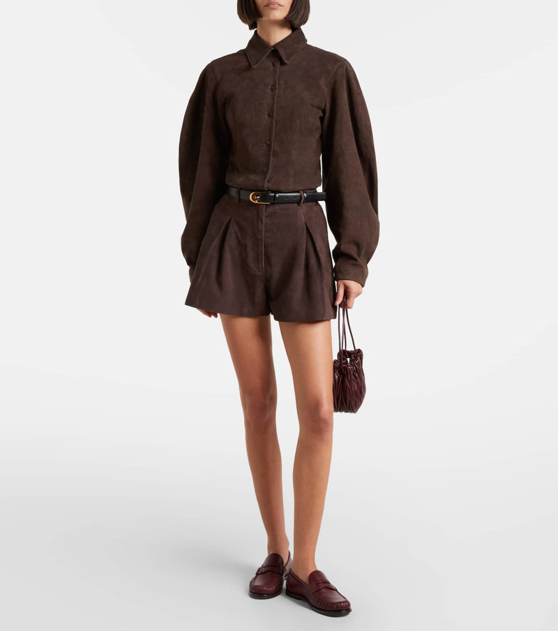 ROTATE High-rise suede shorts outlook