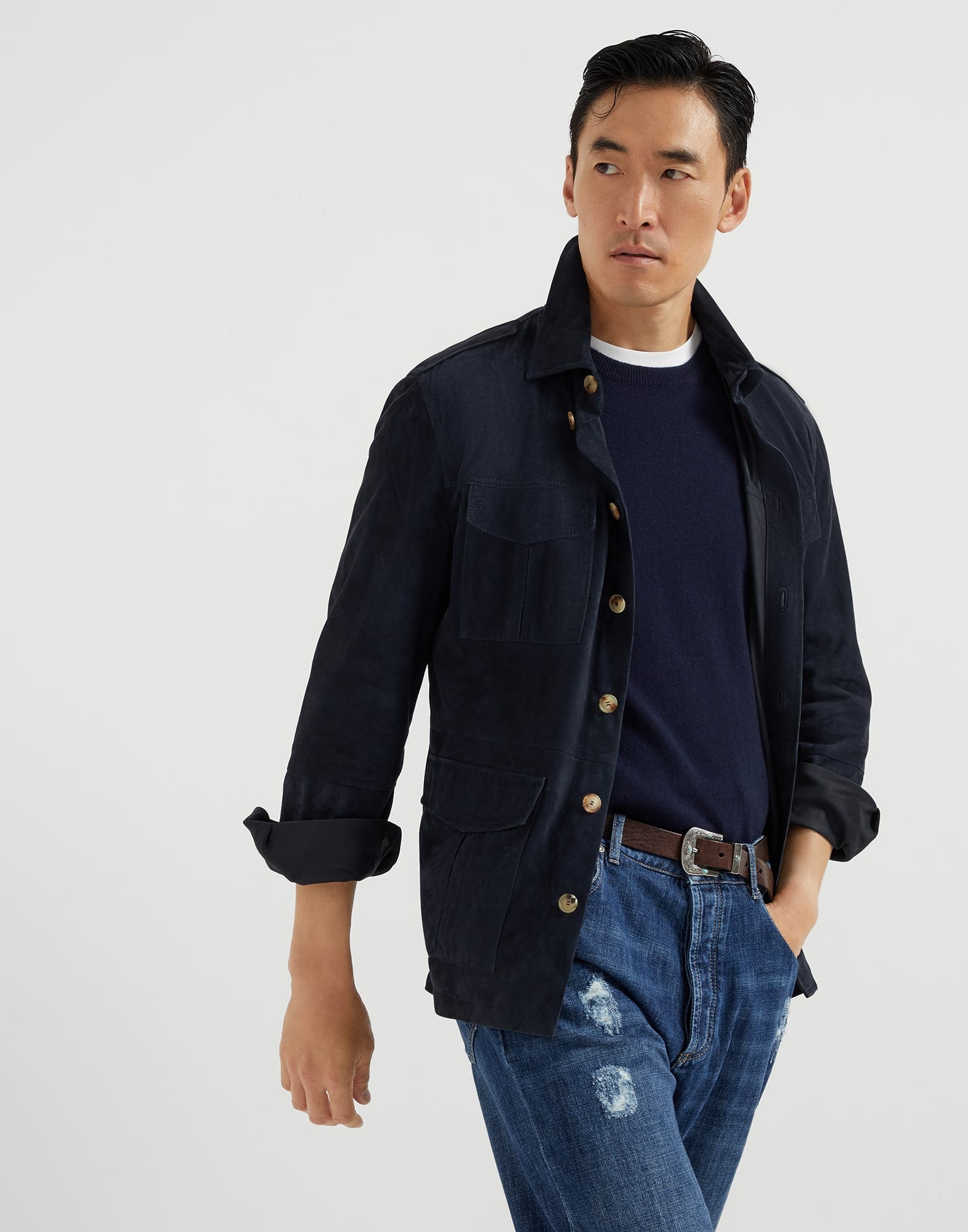 Double face suede unlined safari jacket - 4