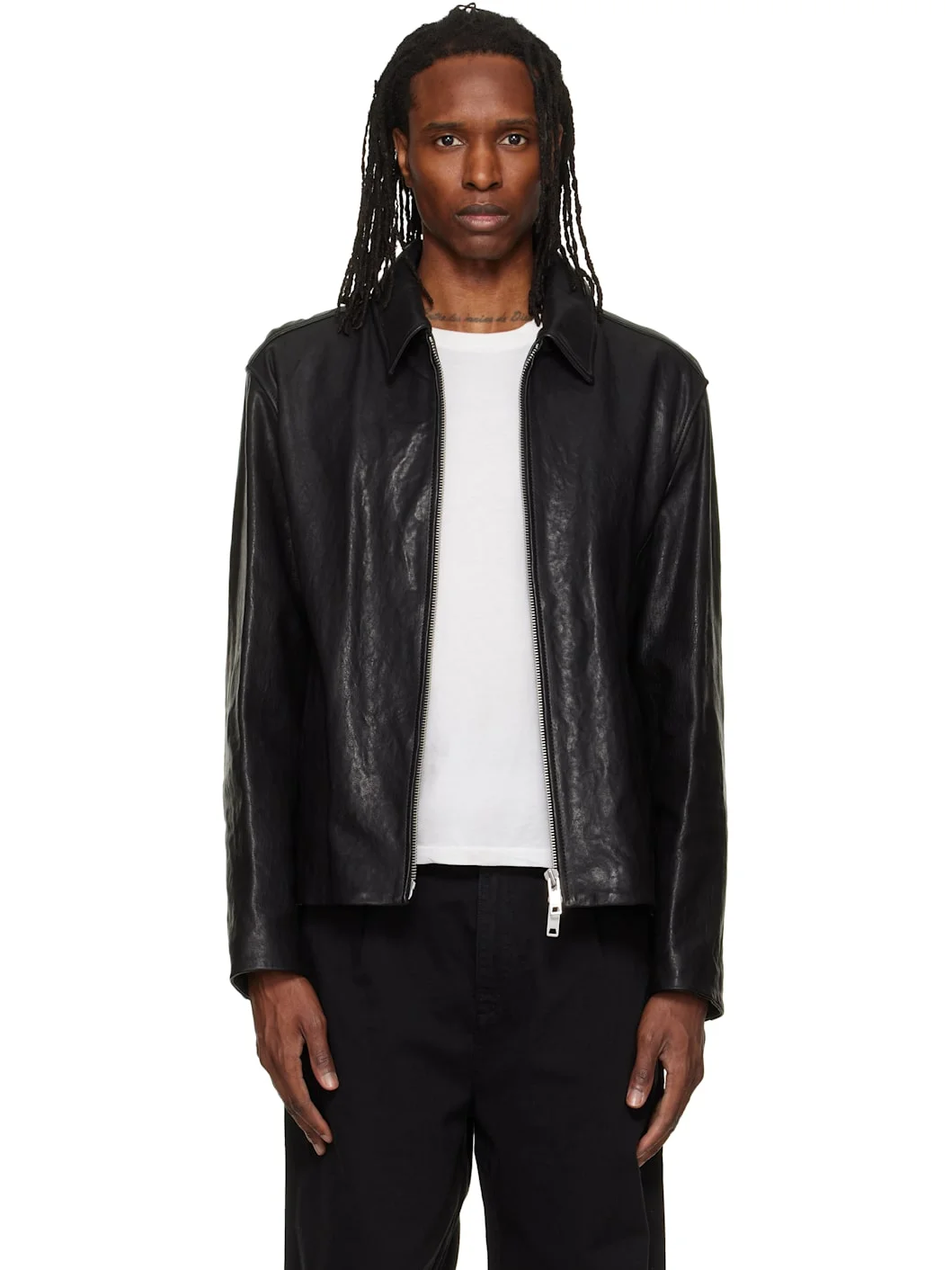 Black Regular-Fit Nappa Leather Jacket - 1