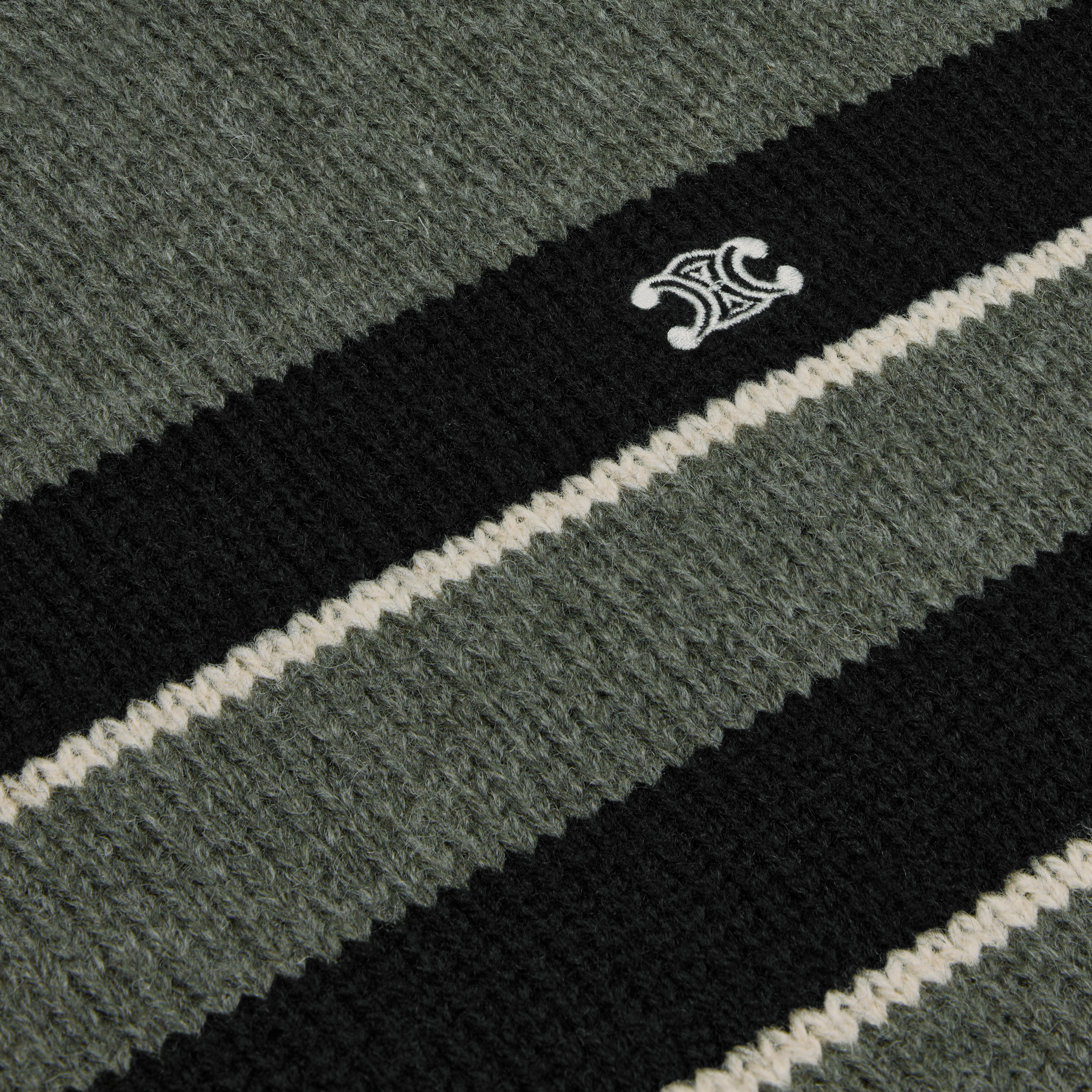 striped triomphe crew neck sweater in wool - 4