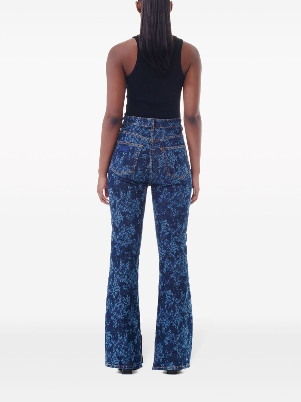 floral-print flared jeans - 4