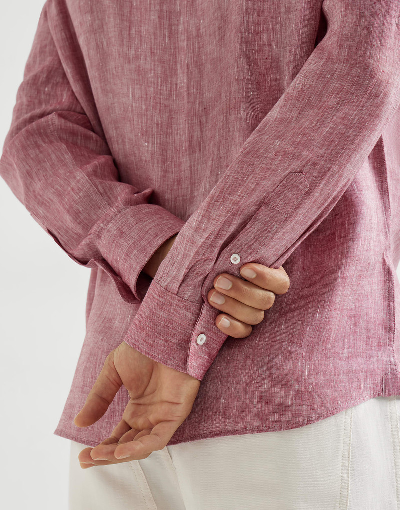 Linen easy fit shirt with spread collar 5