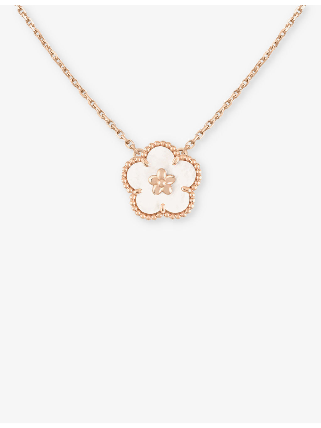 Lucky Spring plum blossom 18ct rose-gold and mother-of-pearl pendant necklace - 2