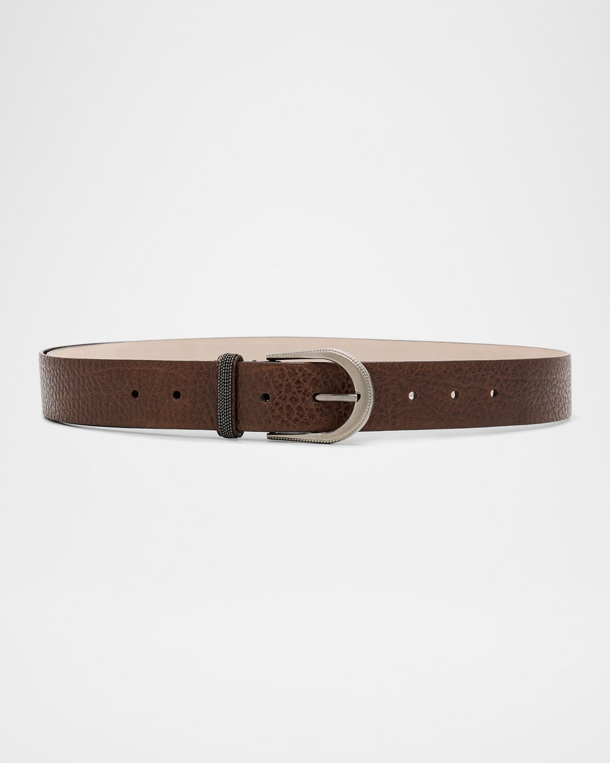 Calf Leather Belt W/ Brass Buckle - 1