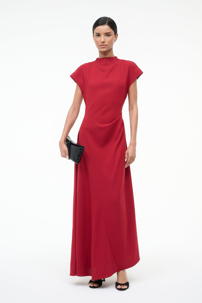 STAUD ZAYA DRESS POMEGRANATE 1