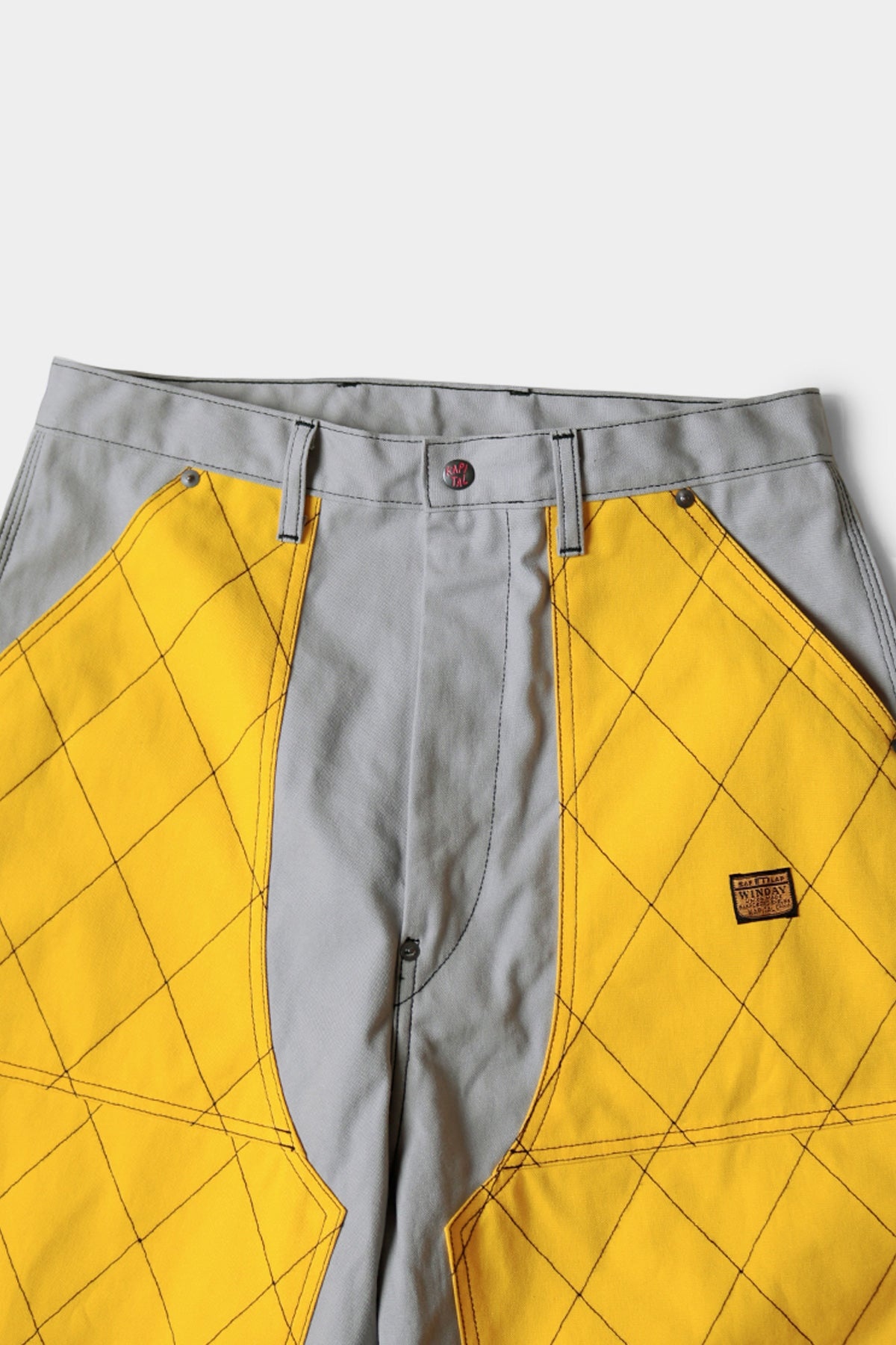 CANVAS W-KNEE ROOKIE PAINTER PANTS(2TONES) - GRAY X YELLOW - 5