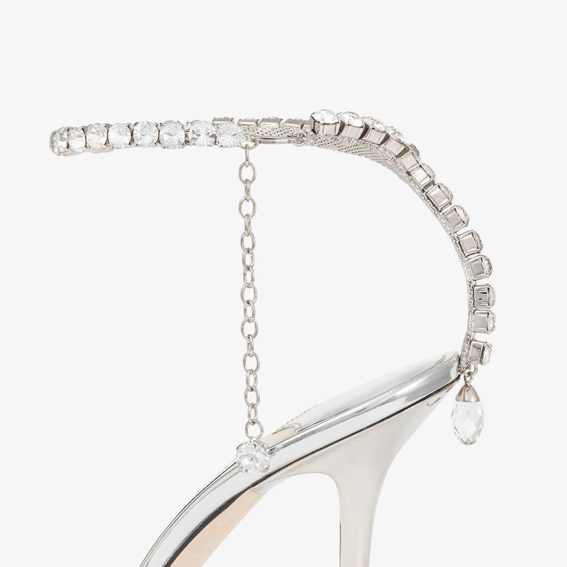 Saeda Sandal 100 Silver Liquid Metal Sandals with Crystal Chain 3