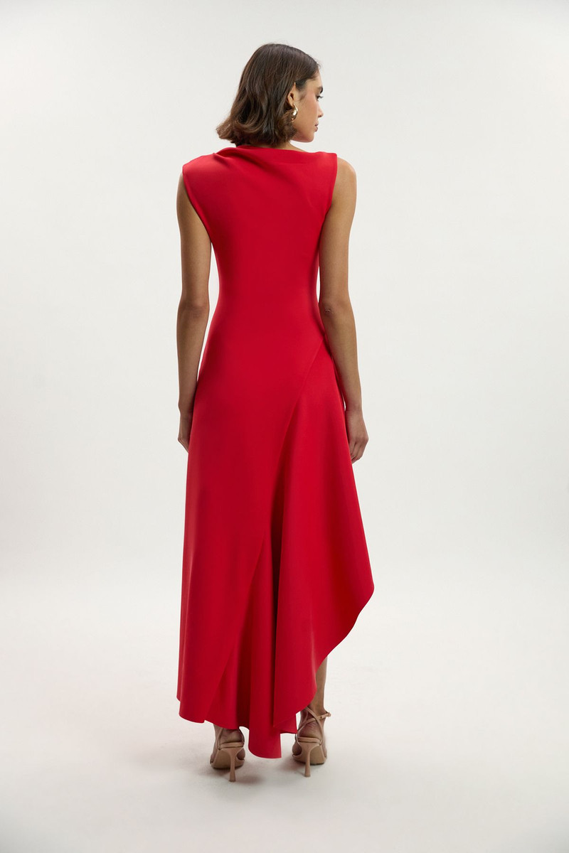 Scuba Drama Ruffle Hem Woven Maxi Dress 3