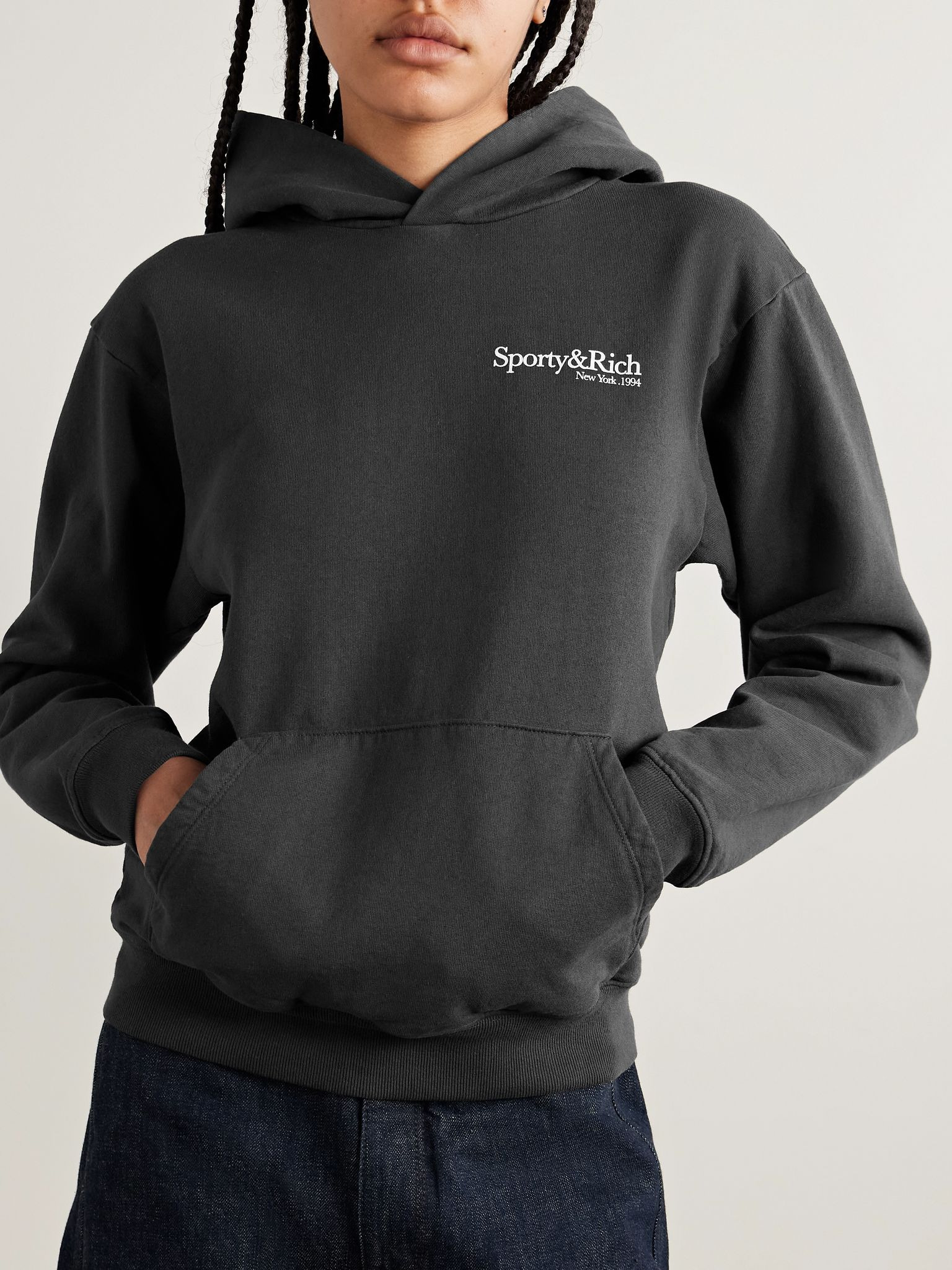 Printed cotton-jersey hoodie Black - 3