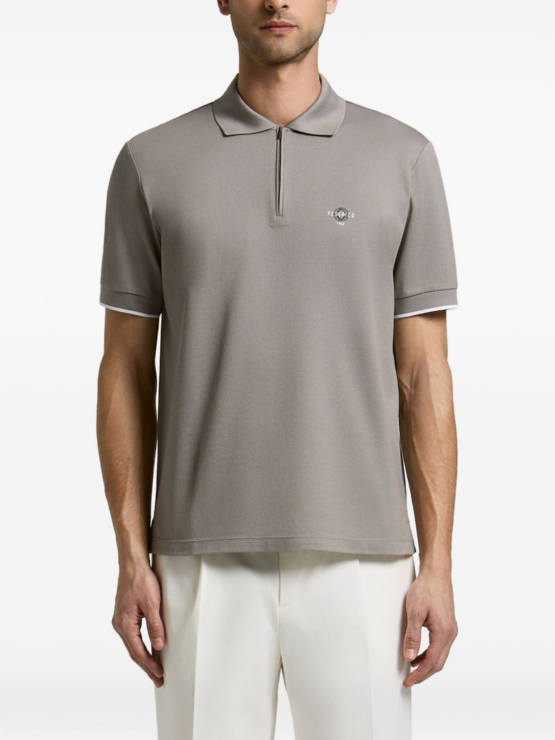 Piquet logo-print zip-fastening polo shirt 1