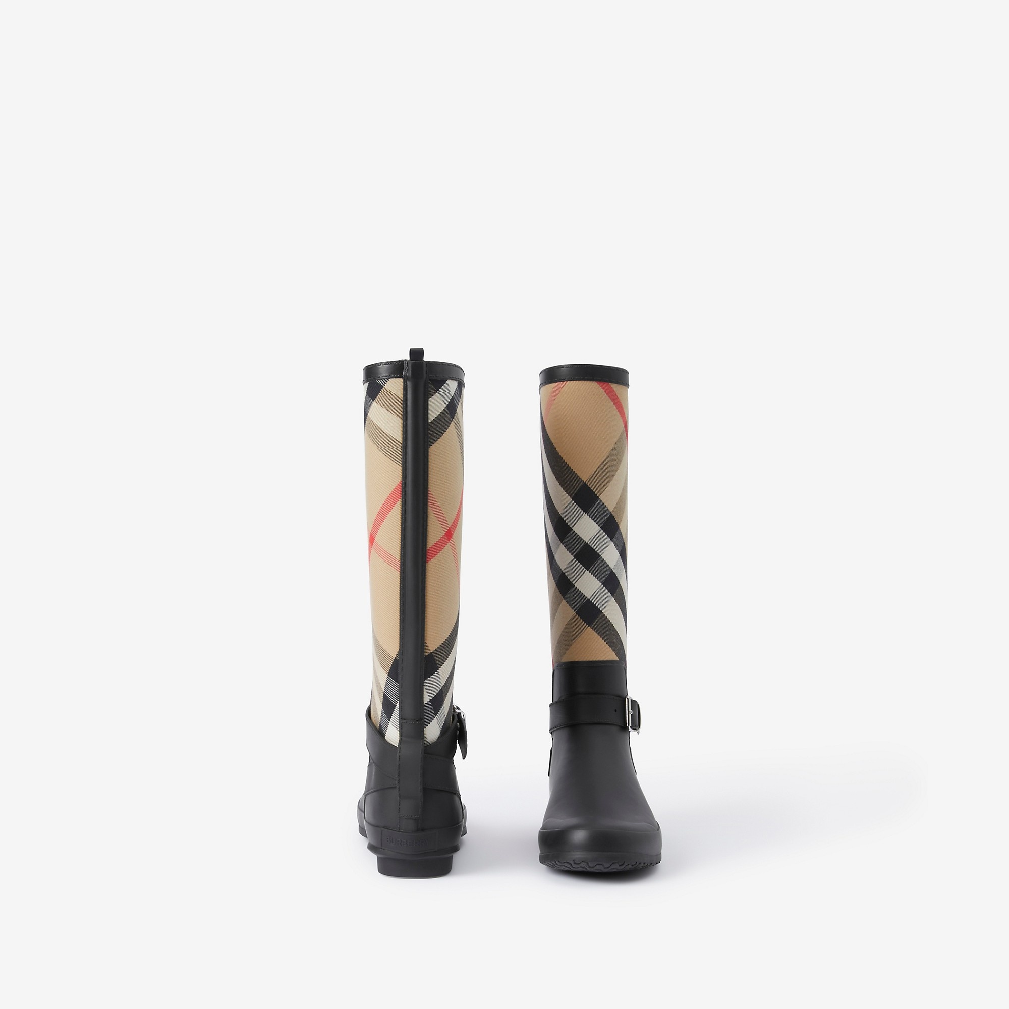 Strap Detail House Check and Rubber Rain Boots - 4