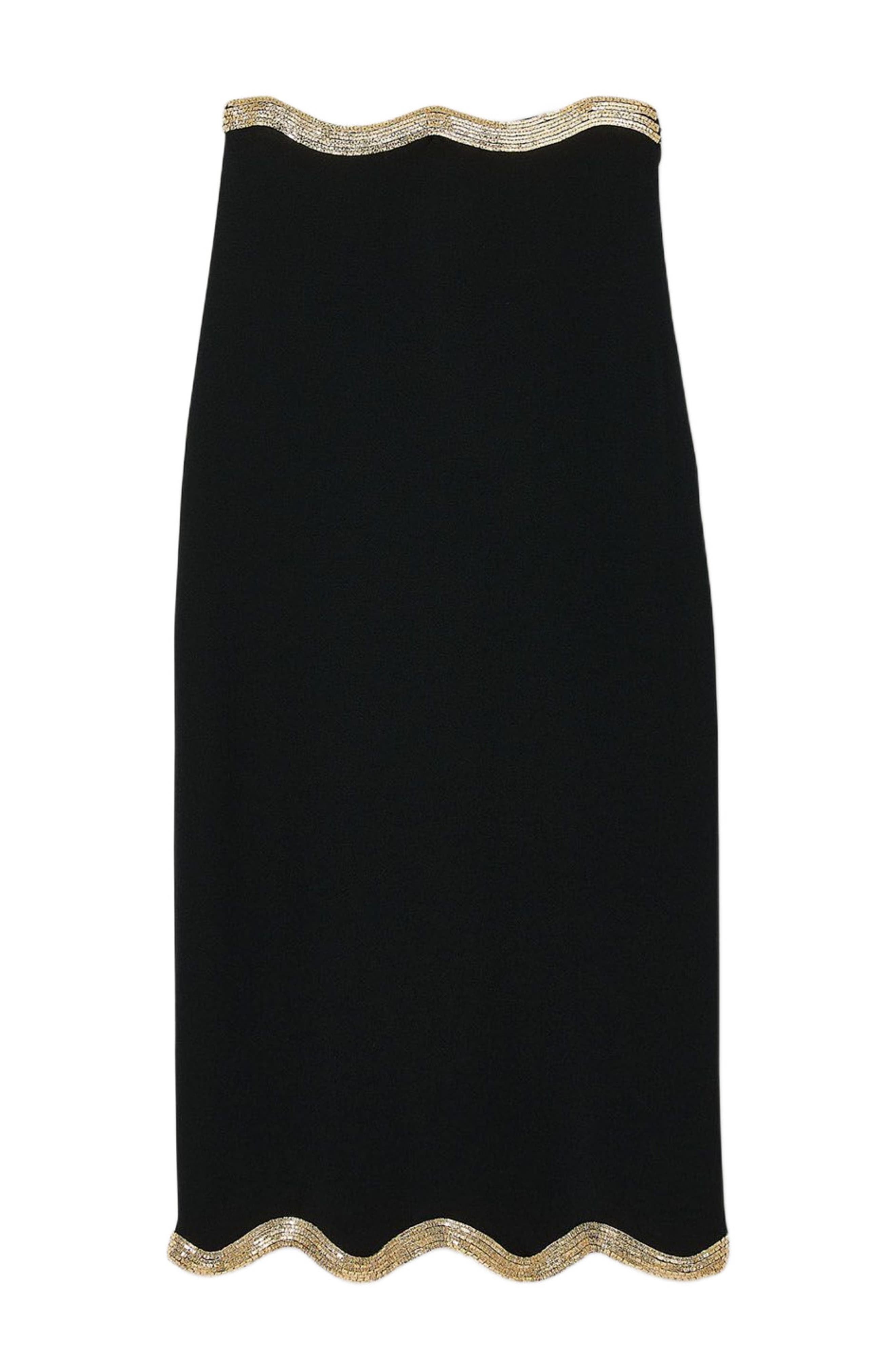 SANDRO Long knitted skirt with chain detail in Black at Nordstrom - 5