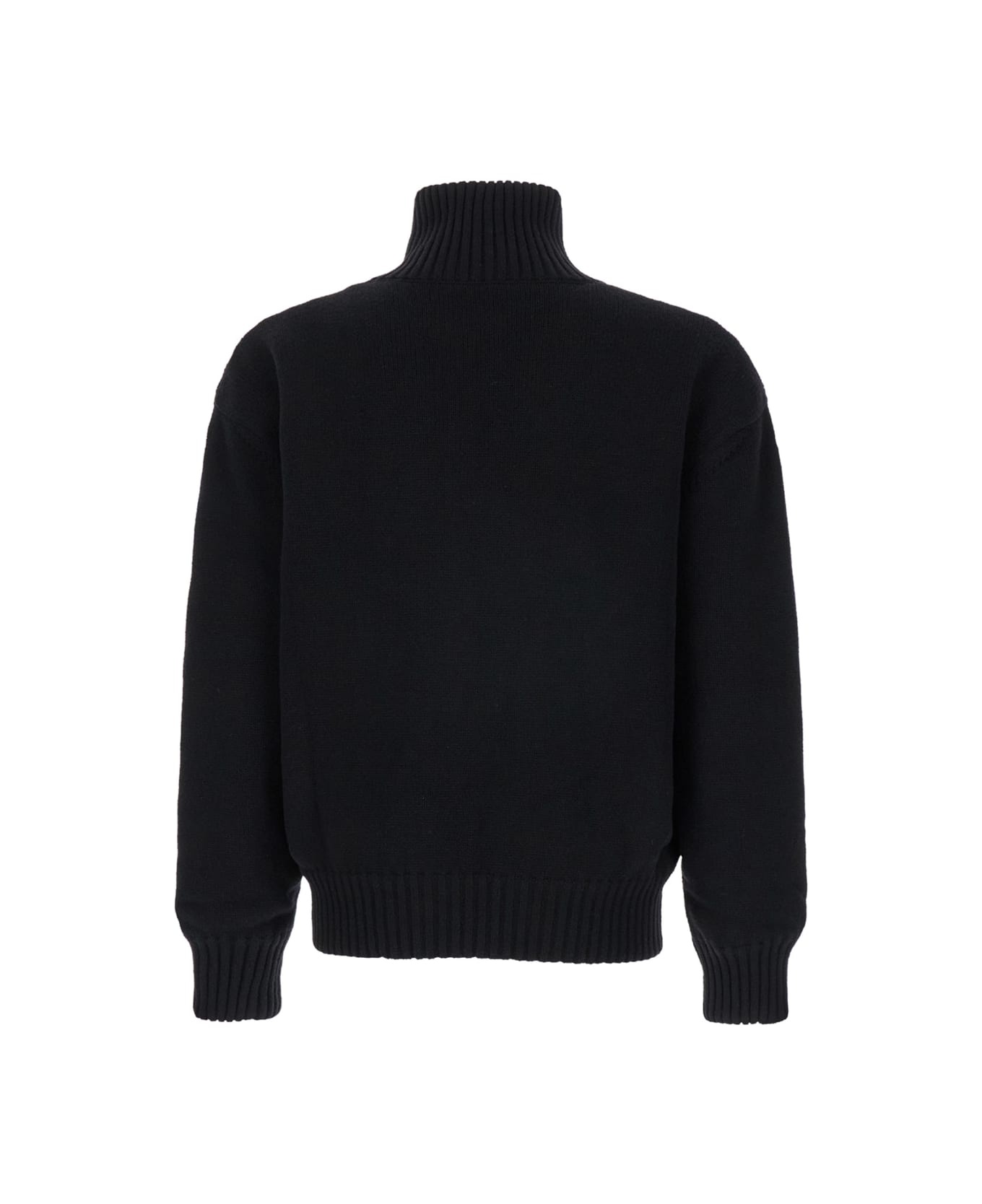 Black Cardigan Jacket In Wool Man - 2