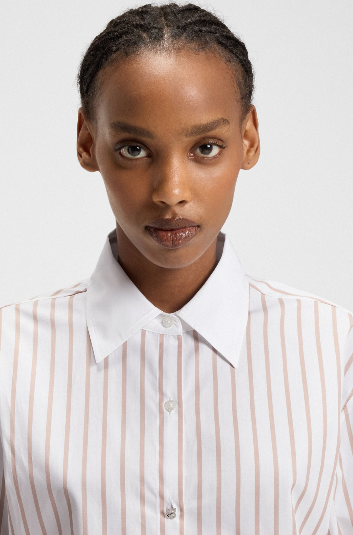STRIPED BLOUSE IN COTTON POPLIN WITH CONTRAST TRIMS - 4