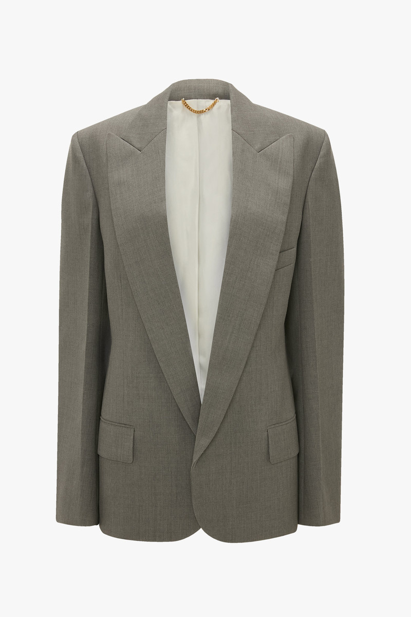 Sculptural Sleeve Jacket In Light Grey Melange 1