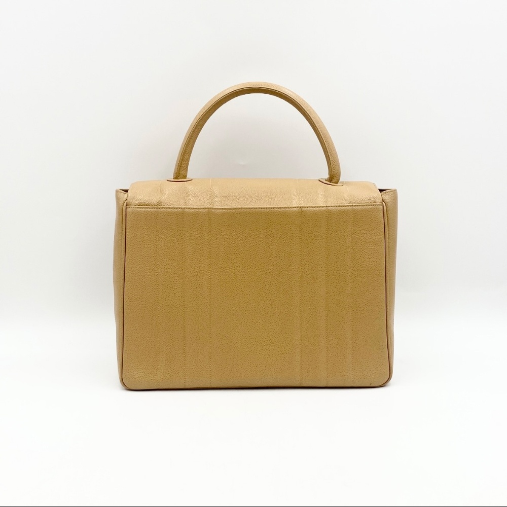 Chanel No.3 Beige Caviar Top Handle Bag - 3
