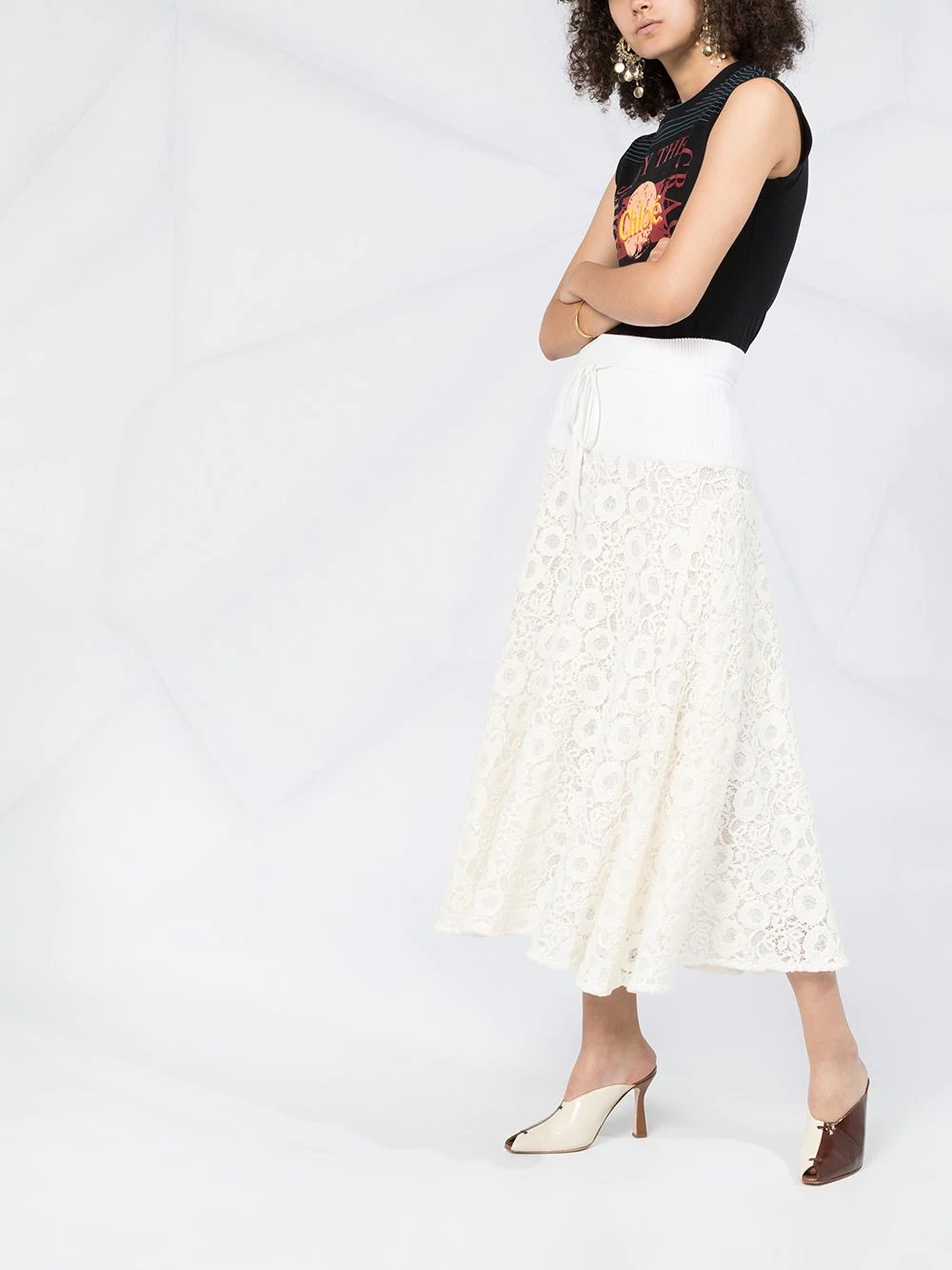 floral-lace midi-skirt - 6