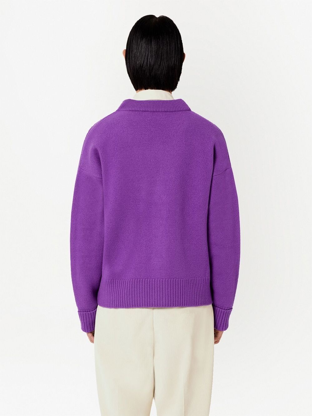 logo-intarsia wool cardigan - 5
