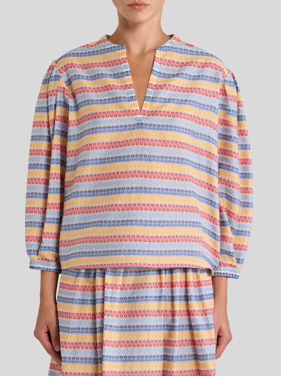 COTTON-BLEND JACQUARD BLOUSE - 2