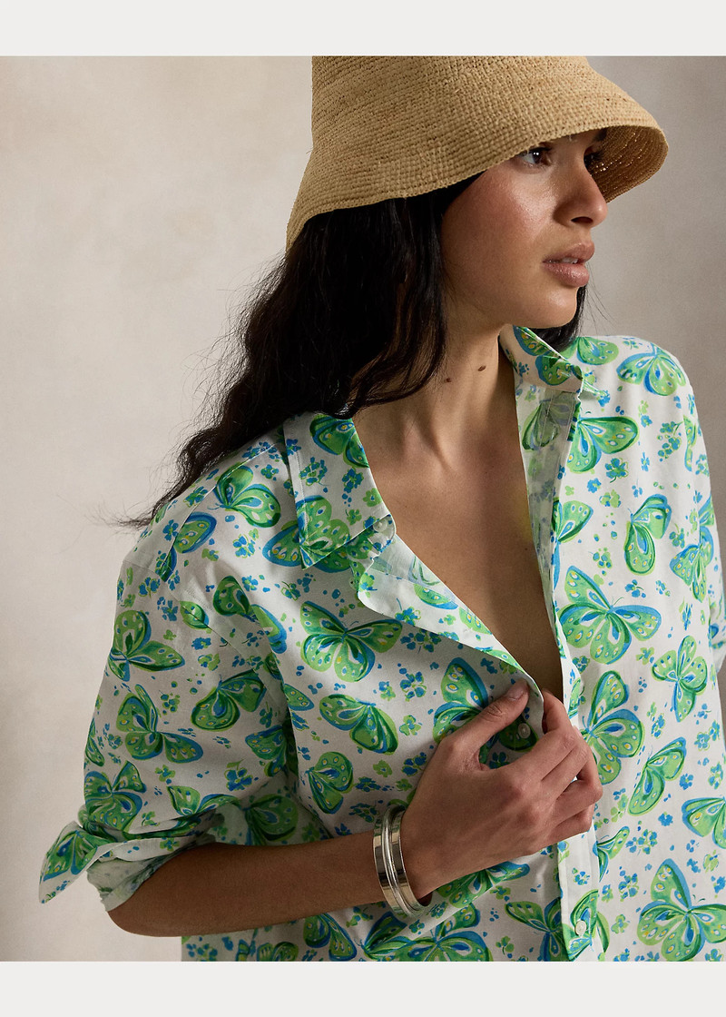 Oversize Fit Printed Cotton-Linen Shirt 5