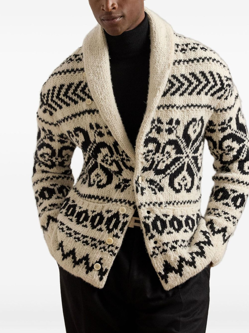 shawl-collar jacquard cardigan 3