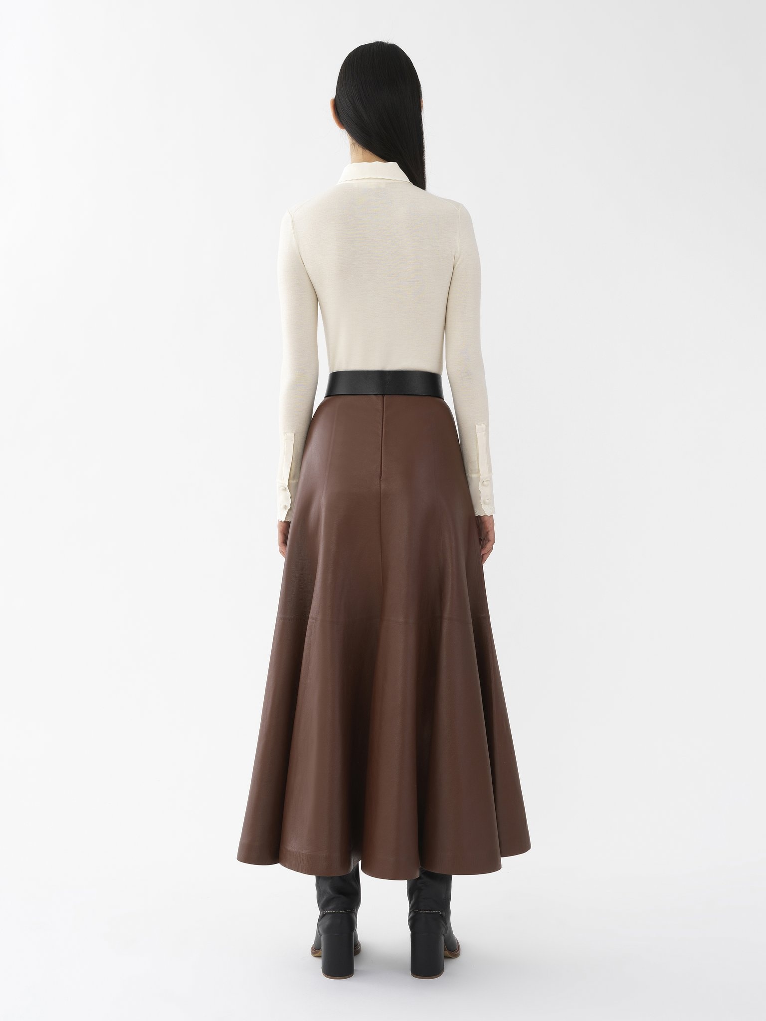 FLARED LEATHER SKIRT - 5