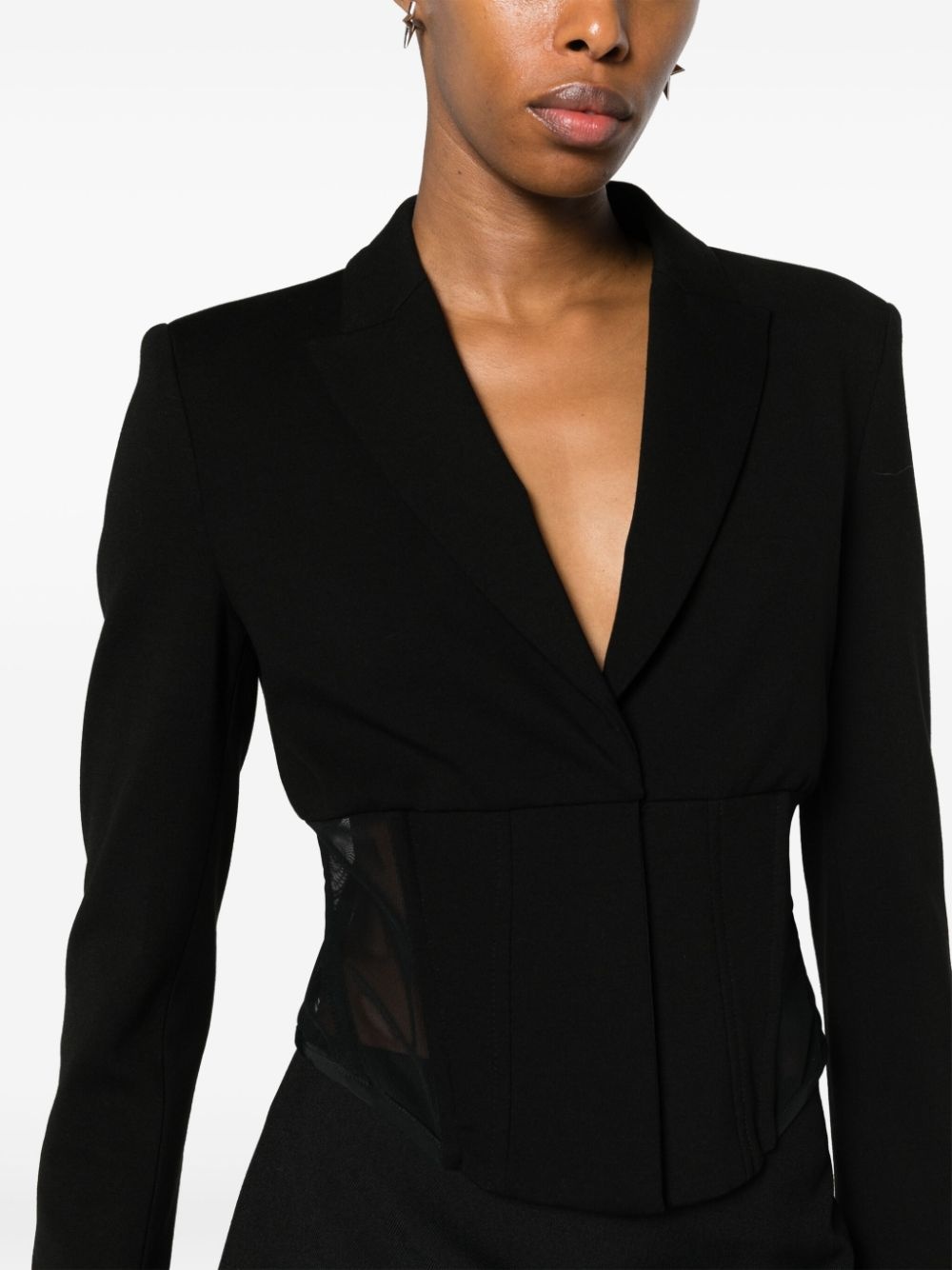 corset-style cropped panelled blazer - 5