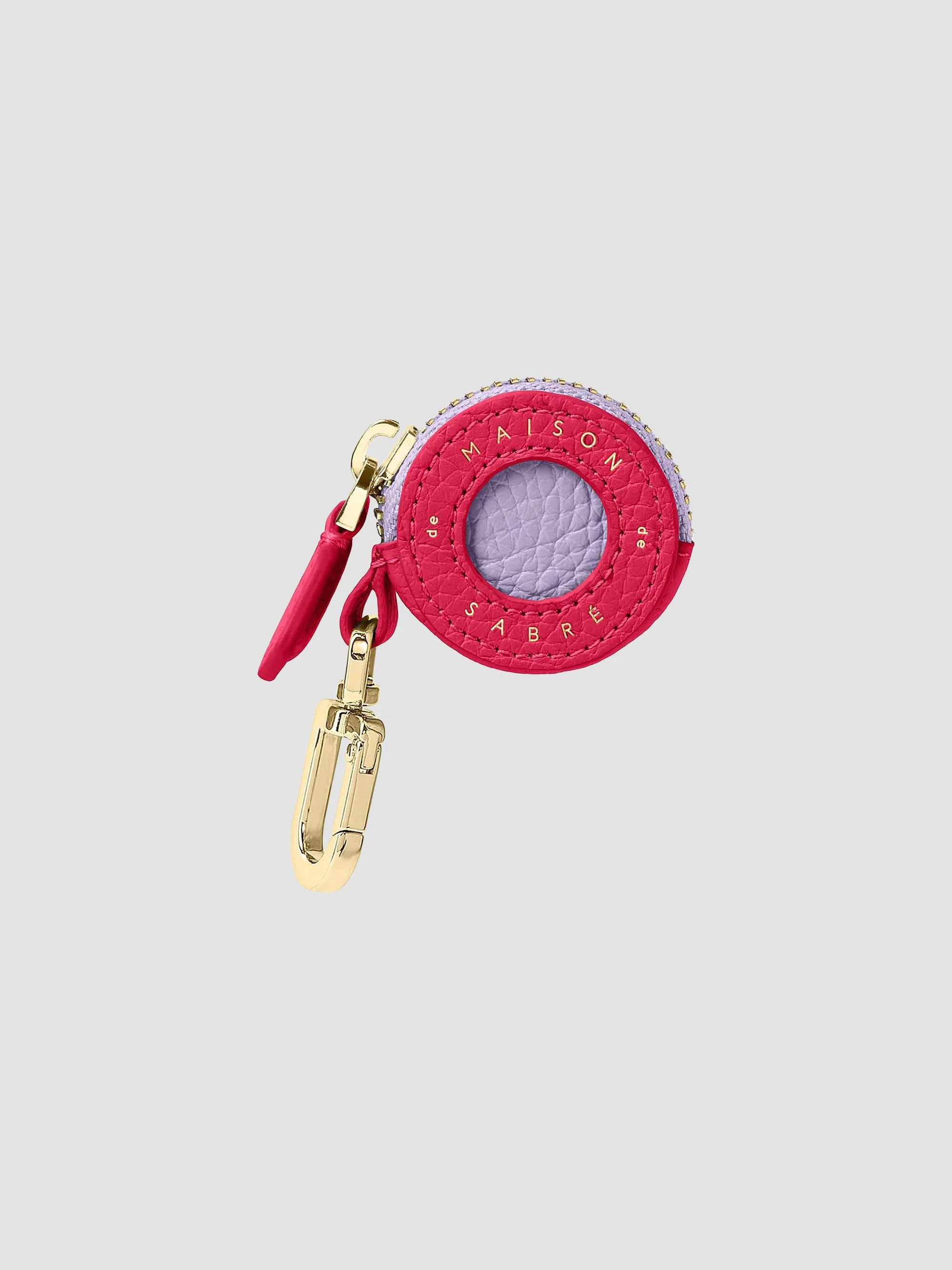 Women's Leather AirTag Charm - Fuchsia Lavender - 1