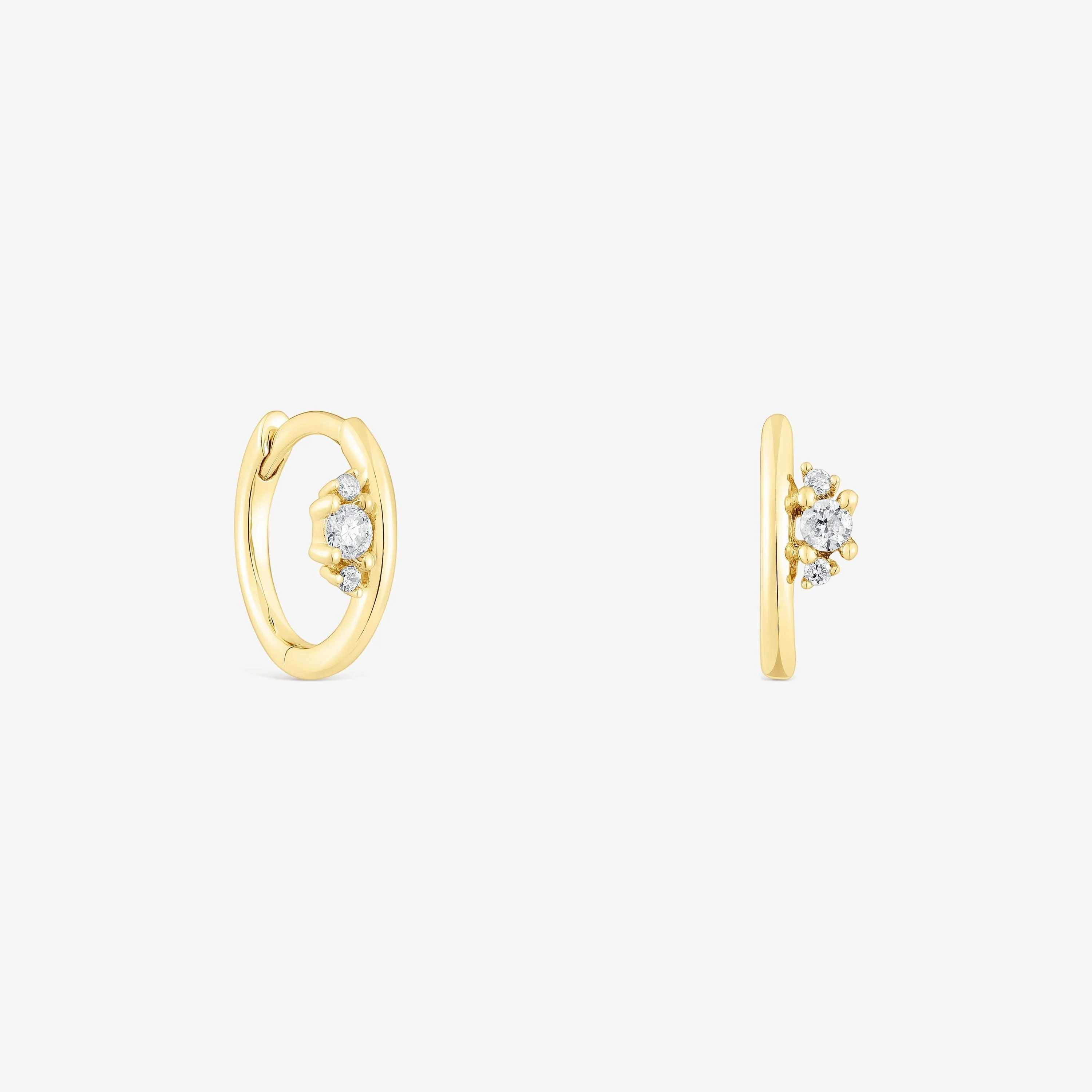 18K solid gold Hoop earrings with diamonds Les Classiques - 1
