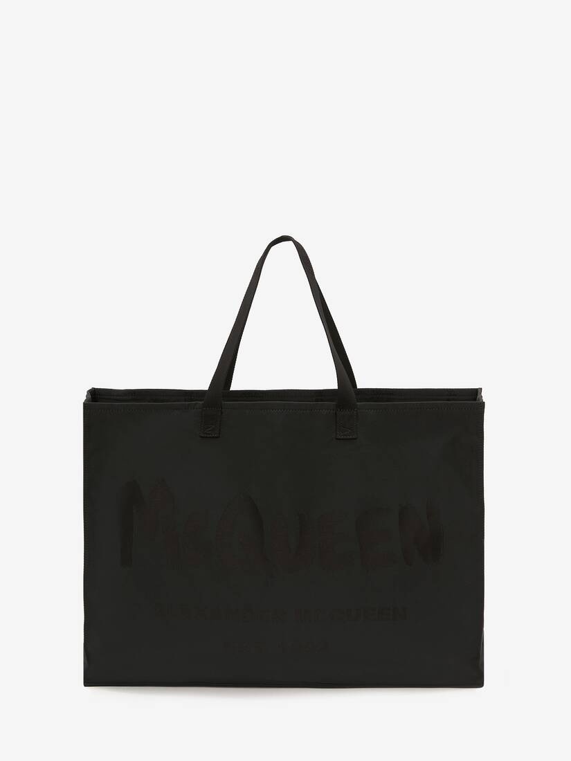 East West Mcqueen Graffiti Tote in Black - 1