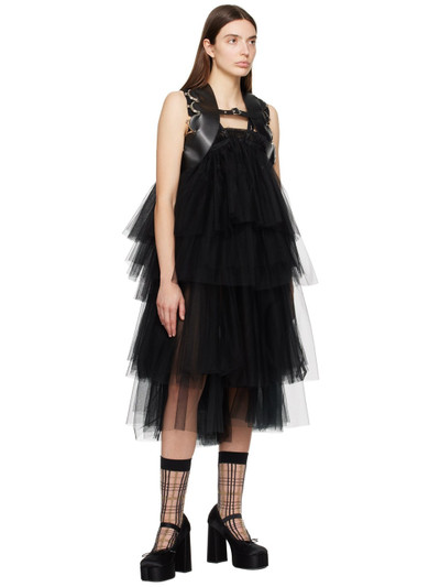 Noir Kei Ninomiya Black Tiered Midi Skirt outlook